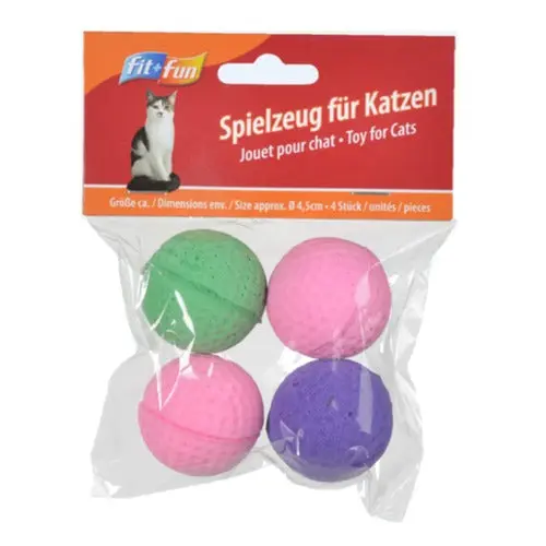 Kattelegetøj softbold 4 stk/pk 5 cm ass farve