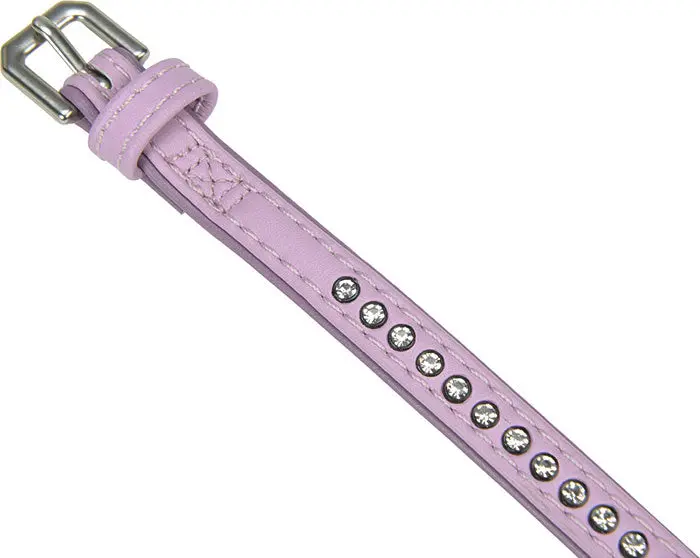 Kunstlæderhalsbånd Deluxe Rhinestones M rosa - Image 2