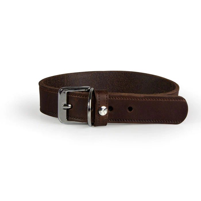 Læder halsbånd Weinheim 32-39 cm mocca bred