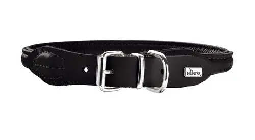 Læder rund halsbånd Elg 41-46 cm 10 mm bred sort