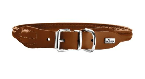 Læder rund halsbånd Elg 41-46cm, 10mm bred Cognac - Image 2