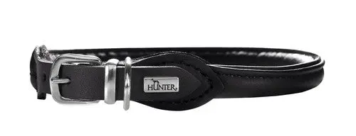 Læder rund halsbånd Petit Elg 30-33 cm 6 mm bred sort