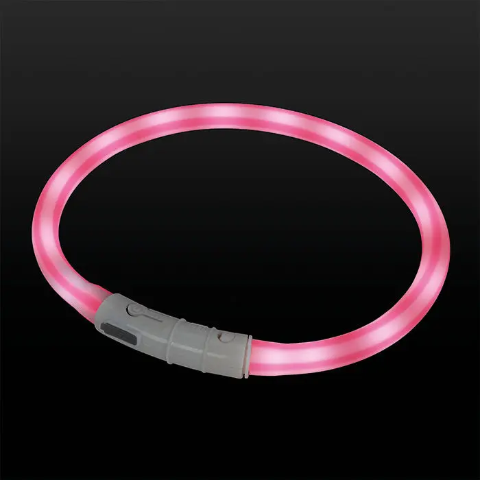 Lyshalsbånd Blinking Silikone 45 cm pink stribet - Image 3