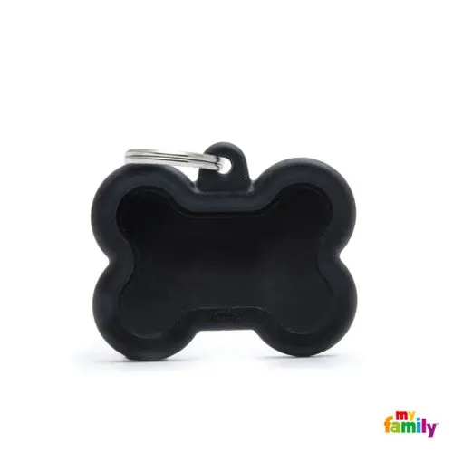 Navnetegn ben m/gummi big 3,3x4,1 cm sort